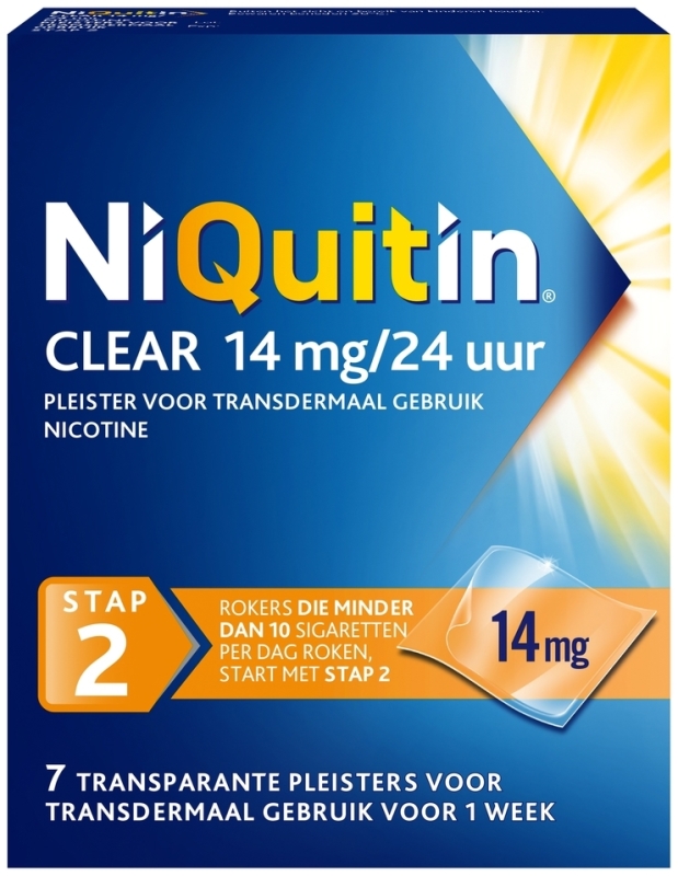Clear Nicotinepleisters 14mg Stap 2 7 stuks