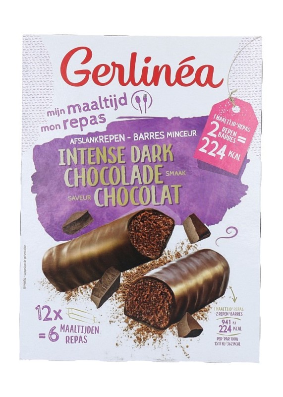 Gerlinéa Gerlinea Mijn Maaltijd Afslankrepen Intense Dark Chocolade Smaak 12 stuks