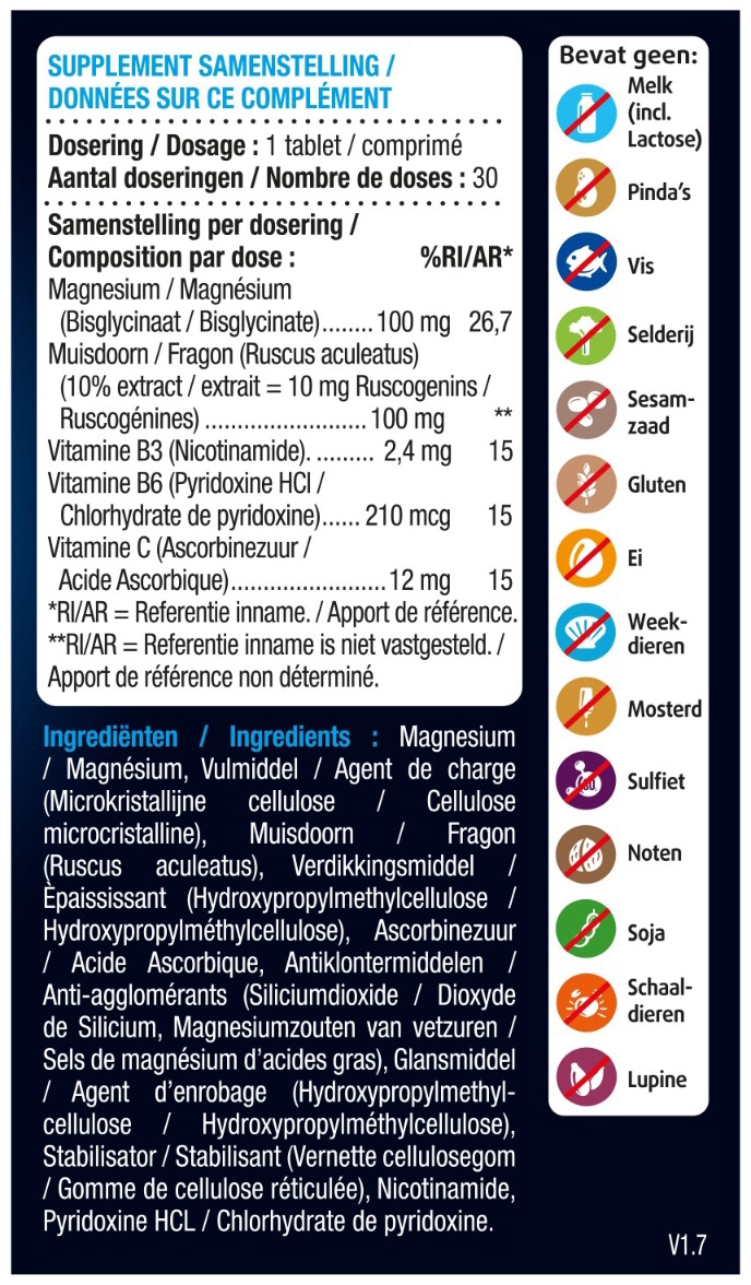 Lucovitaal Magnesium Vermoeide Zware Benen 30 tabletten