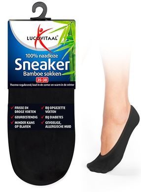 Bamboe Sneakersok Zwart 43-46 1 paar