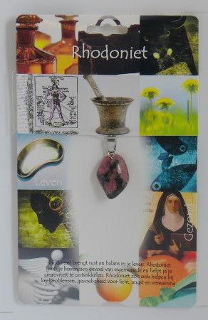 Hanger gezondheidssteen rhodoniet 1kaart