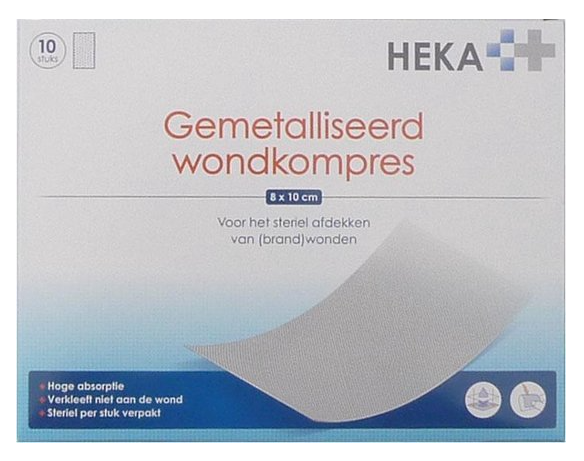 HEKA Klein Wondkompres Gemetalliseerd 8 x 10cm Steriel 10st