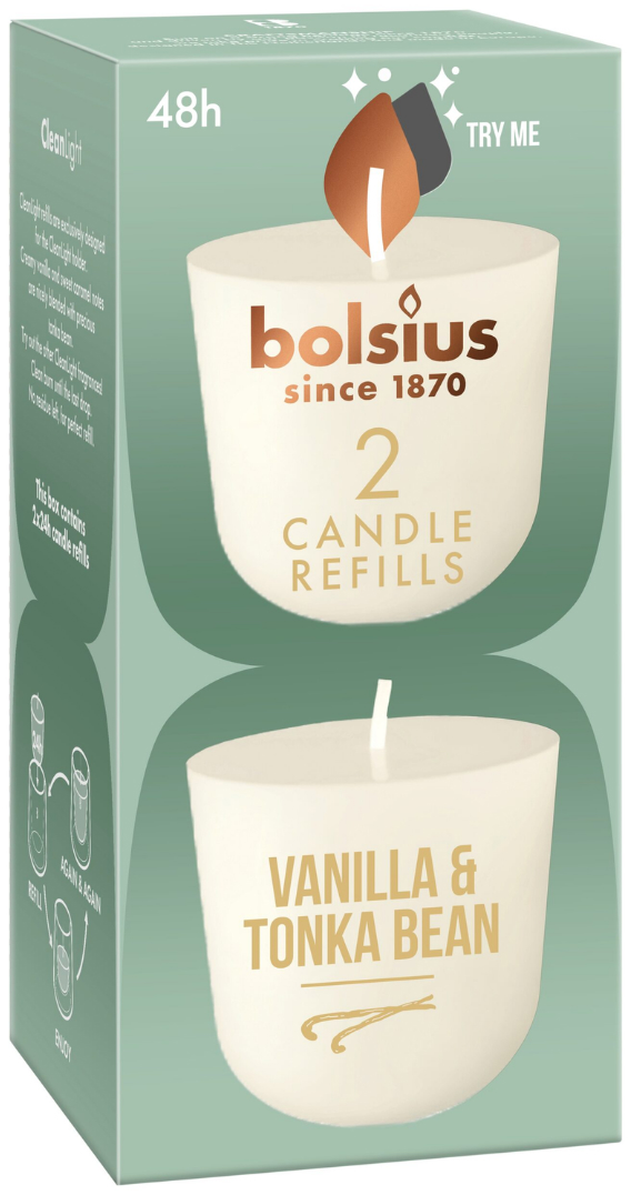 Bolsius Clean Light Navulling Vanille / 2 St 2st
