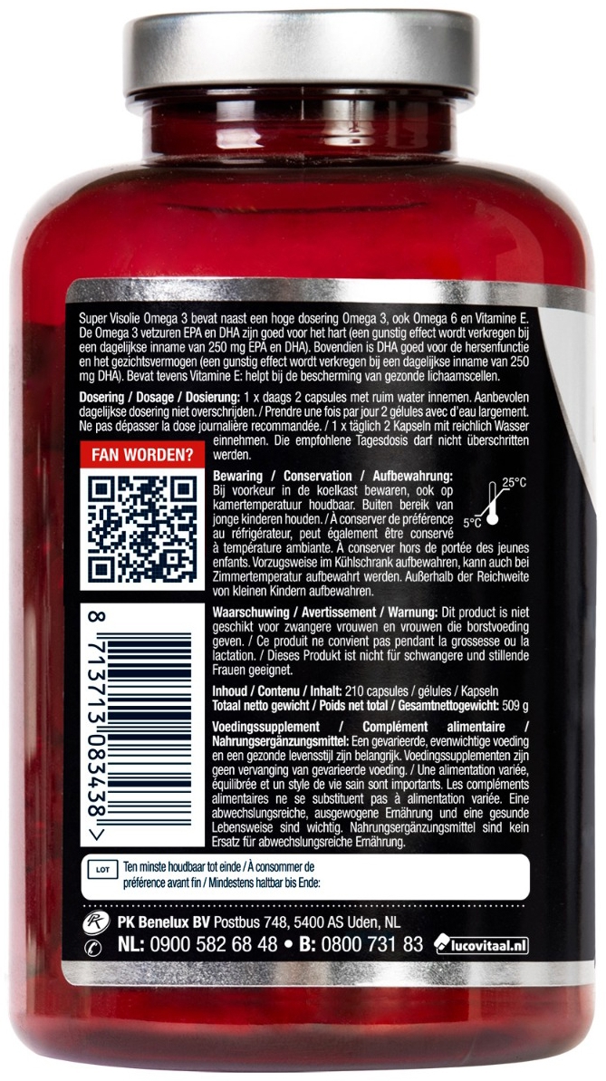 Lucovitaal Super Omega 3 Visolie MAXI XXL 210 Capsules