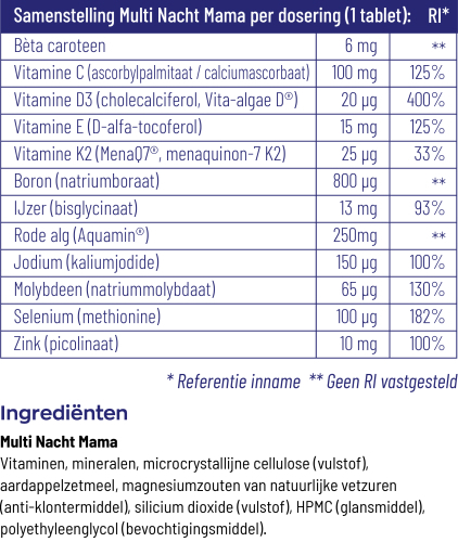 Vitakruid Multi Nacht Mama 30 Tabletten