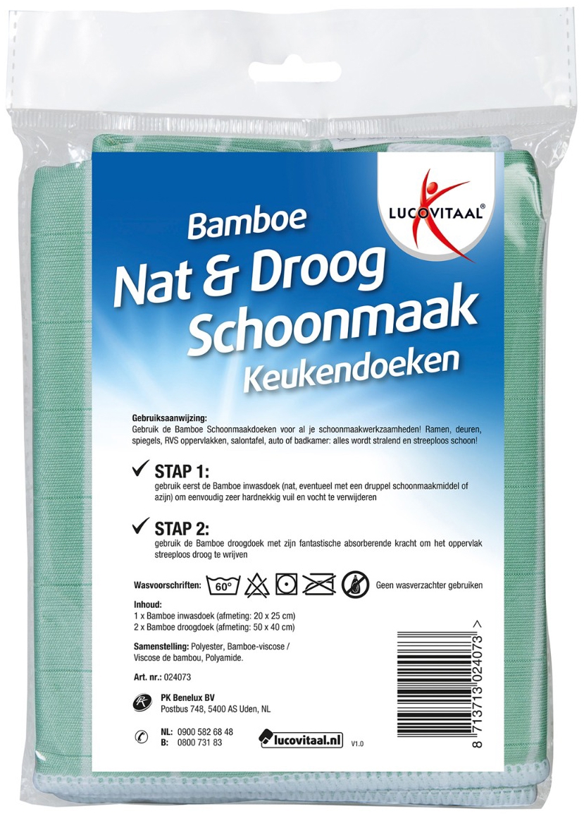 Lucovitaal Bamboe Schoonmaakdoeken 3st