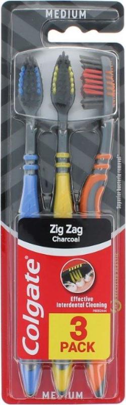 Zigzag Charcoal Tandenborstel  3 Stuks