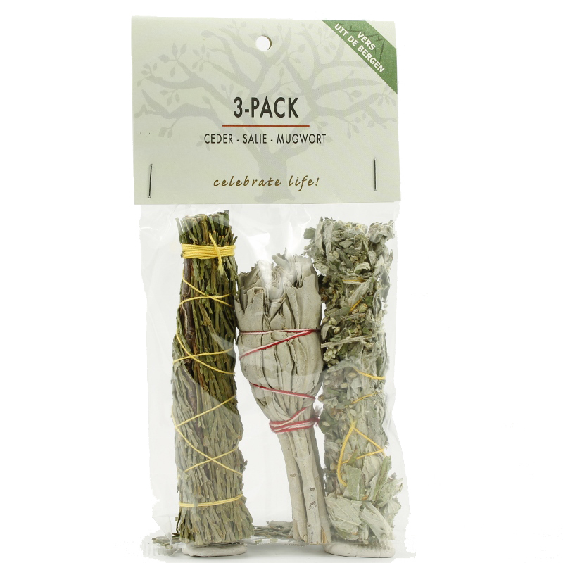 Smugde 3 pack witte salie ceder & mugwort 1st
