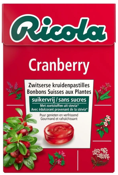 Cranberry Suikervrij  Kruidenpastilles 50 Gram