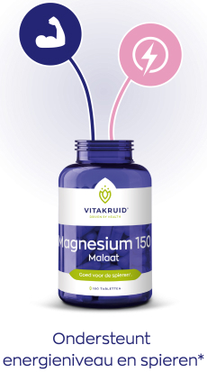 Vitakruid Magnesium 150 malaat met vitamine B6 (P-5-P) 30tb