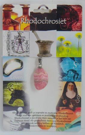 Hanger gezondheidssteen rhodochrosiet 1kaart