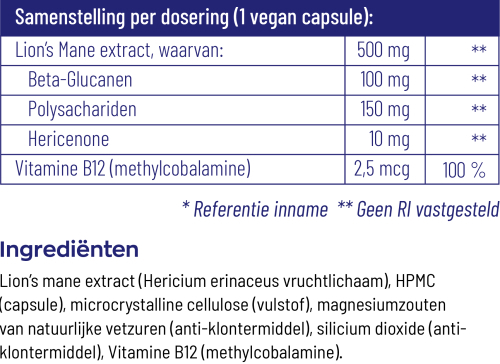 Vitakruid Lion's Mane 90 vegan capsules