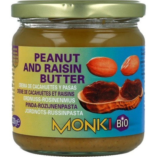 Pinda rozijnenpasta bio 330g