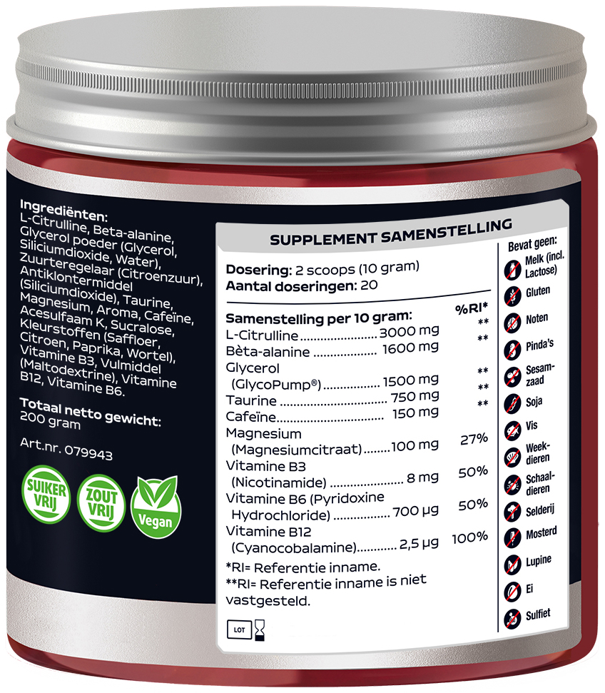 Lucovitaal Pre-Workout Tropisch Fruit 200 Gram