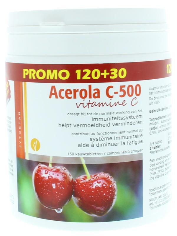 Acerola vitamine C 500 kauw 150tab