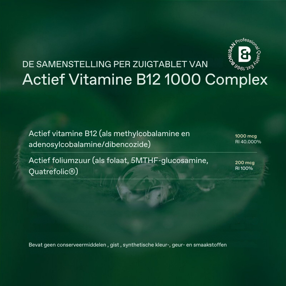Bonusan Actief Vitamine B12 1000 Complex 120 Zuigtabletten