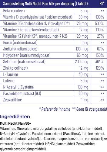 Vitakruid Multi Nacht Man 50+ 30 tabletten