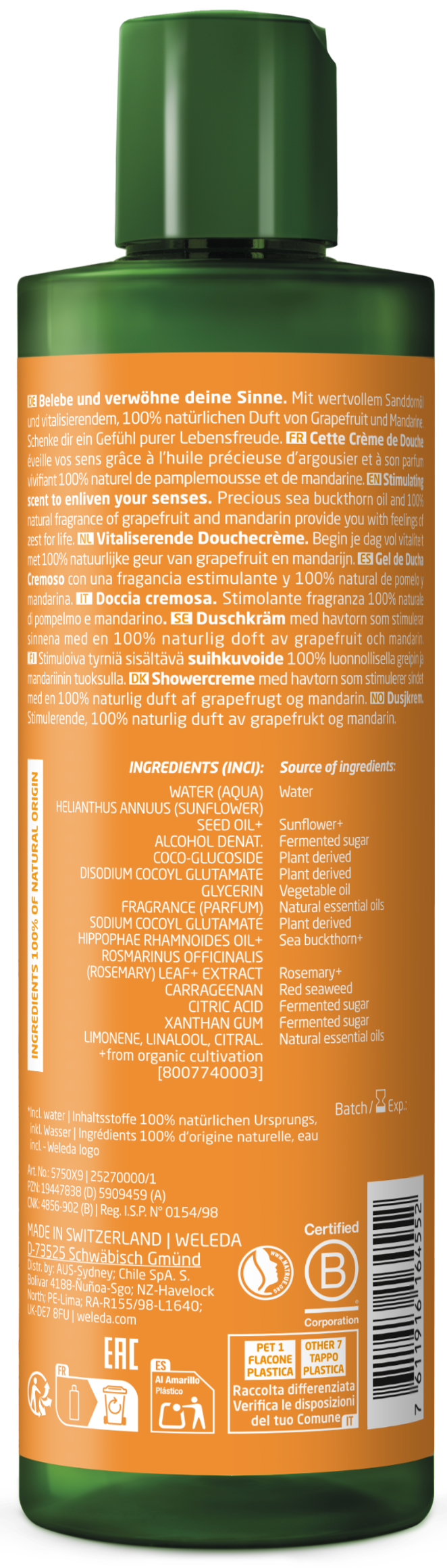 Weleda Vitality Douchecrème Duindoorn Bio 400 ML