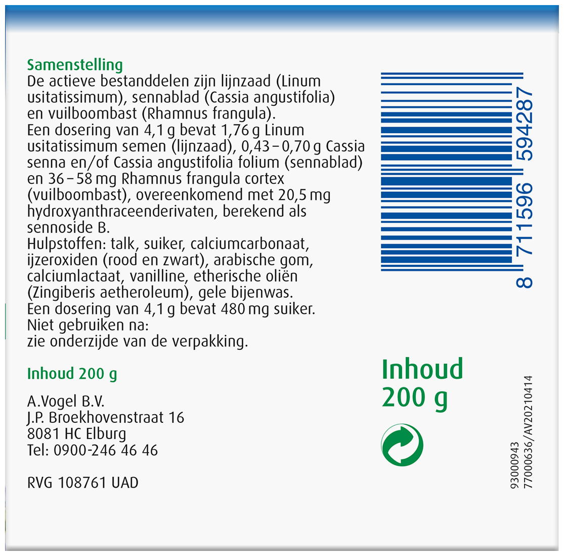 A.Vogel Linoforce stoelgang Korrels 200 gram