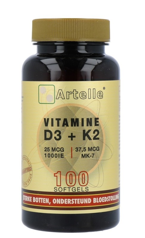 Vitamine D3 25mcg & K2 100 softgels