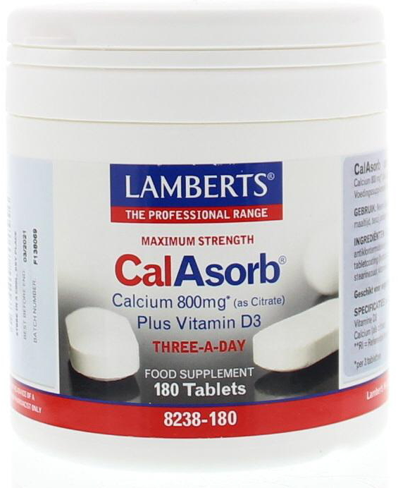 CalAsorb (Calcium Citraat) & Vitamine D3 180tb