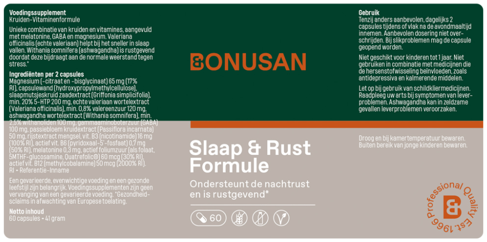Bonusan Slaap & Rust Formule 60 Capsules