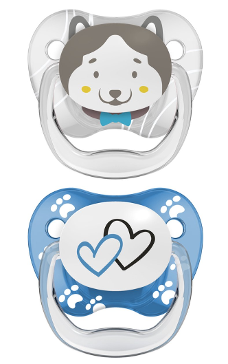 Fopspeen prevent animal faces F2 blauw 2 stuks