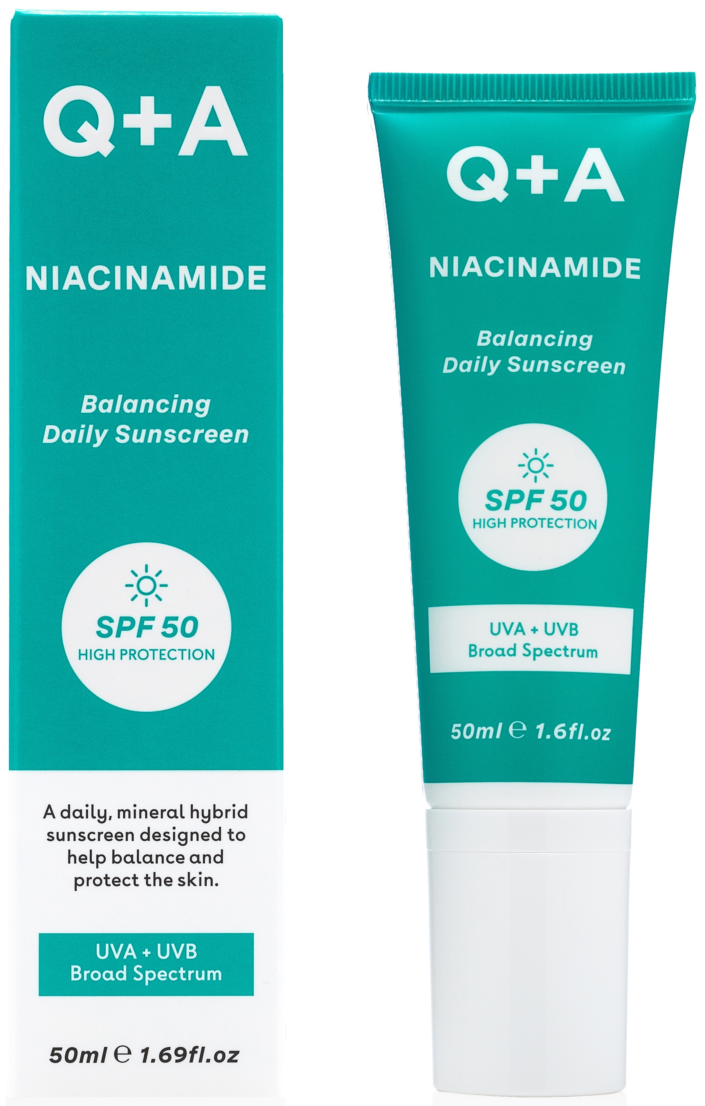 Q+A Zonnebrandcrm Niacinam F50 50ml