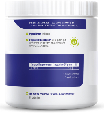 Vitakruid D-Ribose Poeder 100% Puur 450 Gram