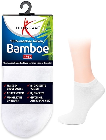 Lucovitaal Bamboe Enkelsok Wit 39-42 1 paar
