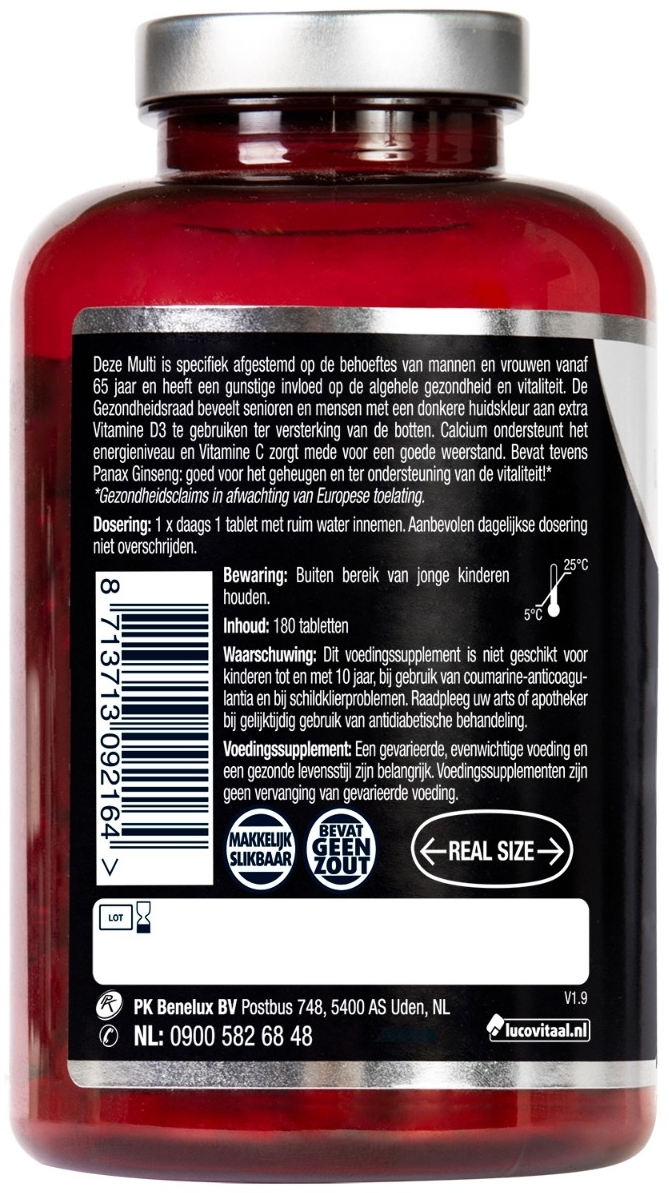 Lucovitaal Multivitaminen A-Z 65+ 180tb