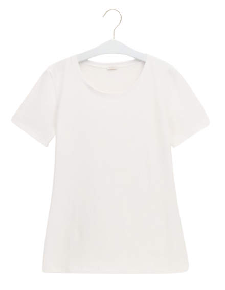 Oroblu Dames Perfect Line Cotton T-Shirt Short Sleeve White