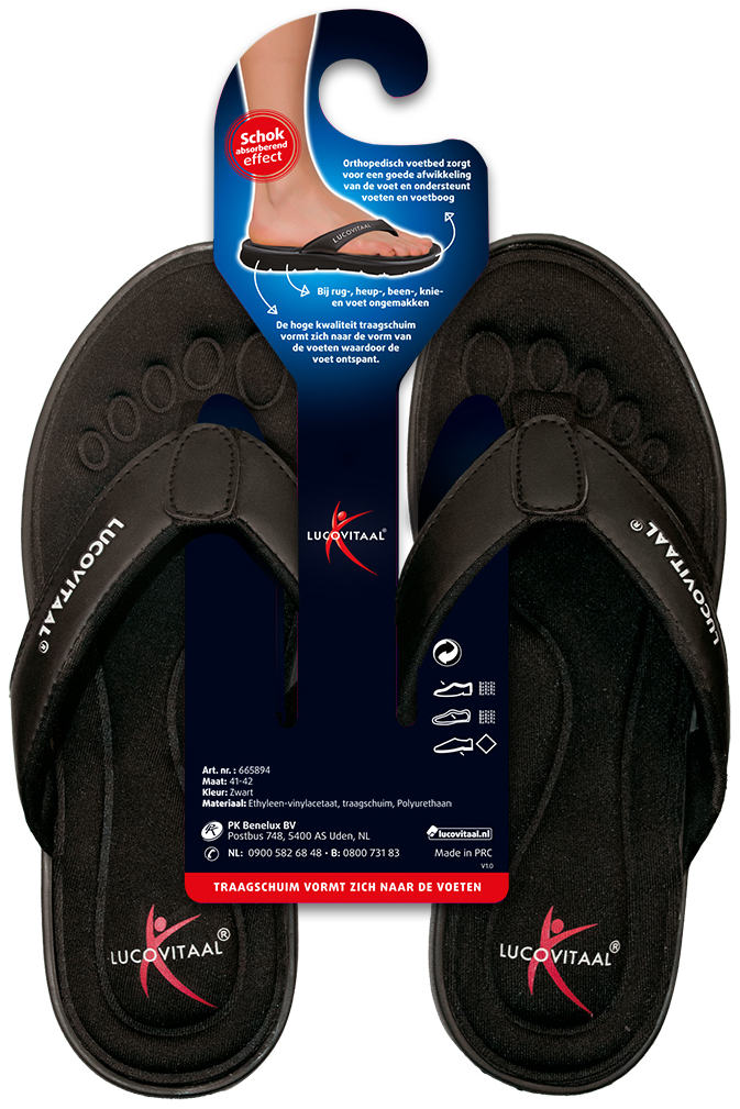Lucovitaal Orthopedische Slippers 41-42 Zwart 1 Paar