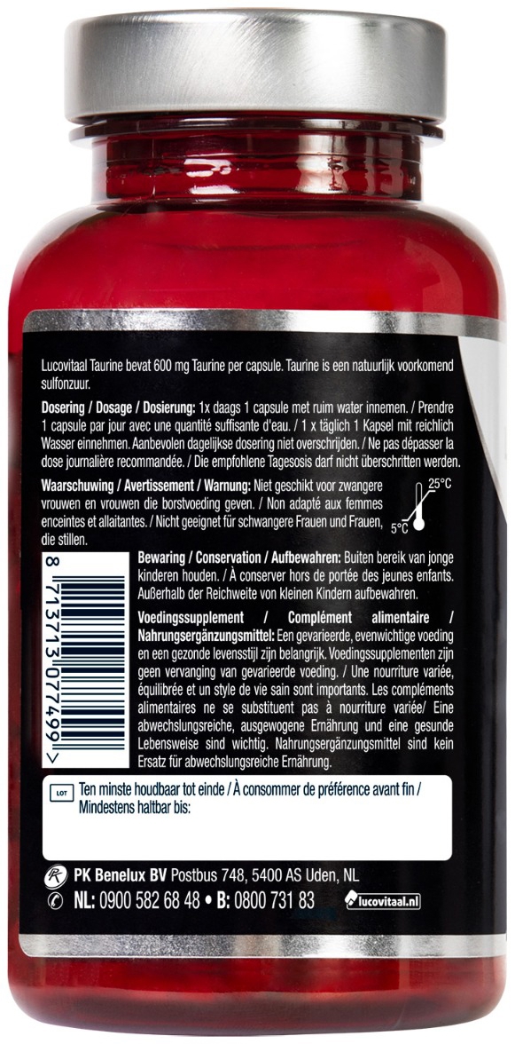 Lucovitaal Taurine Puur 600 mg 90 Capsules