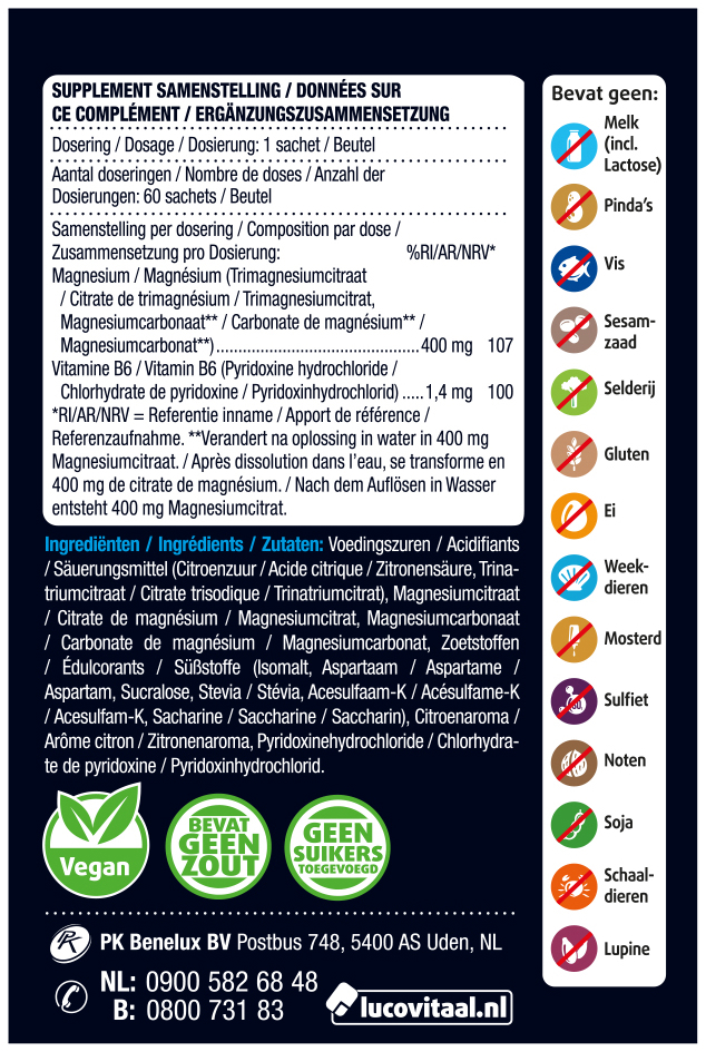 Lucovitaal Magnesium 400mg Forte 60 sachets
