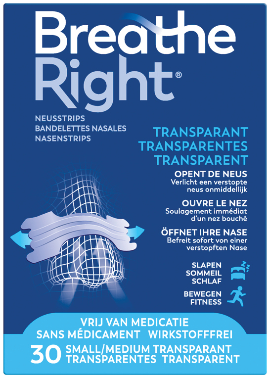 Breathe Right Neusstrips Small/Medium Transparant 30 stuks