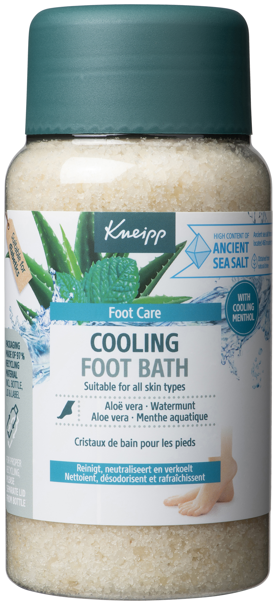 Cooling Aloë Vera Watermunt Voetbadkristallen 600 Gram