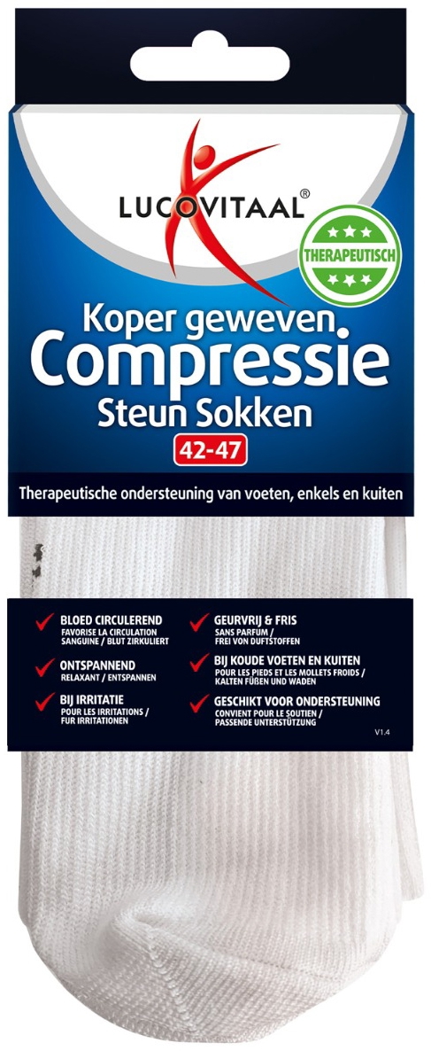 Lucovitaal Koper Compressie Kousen 42-47 Wit 1 paar