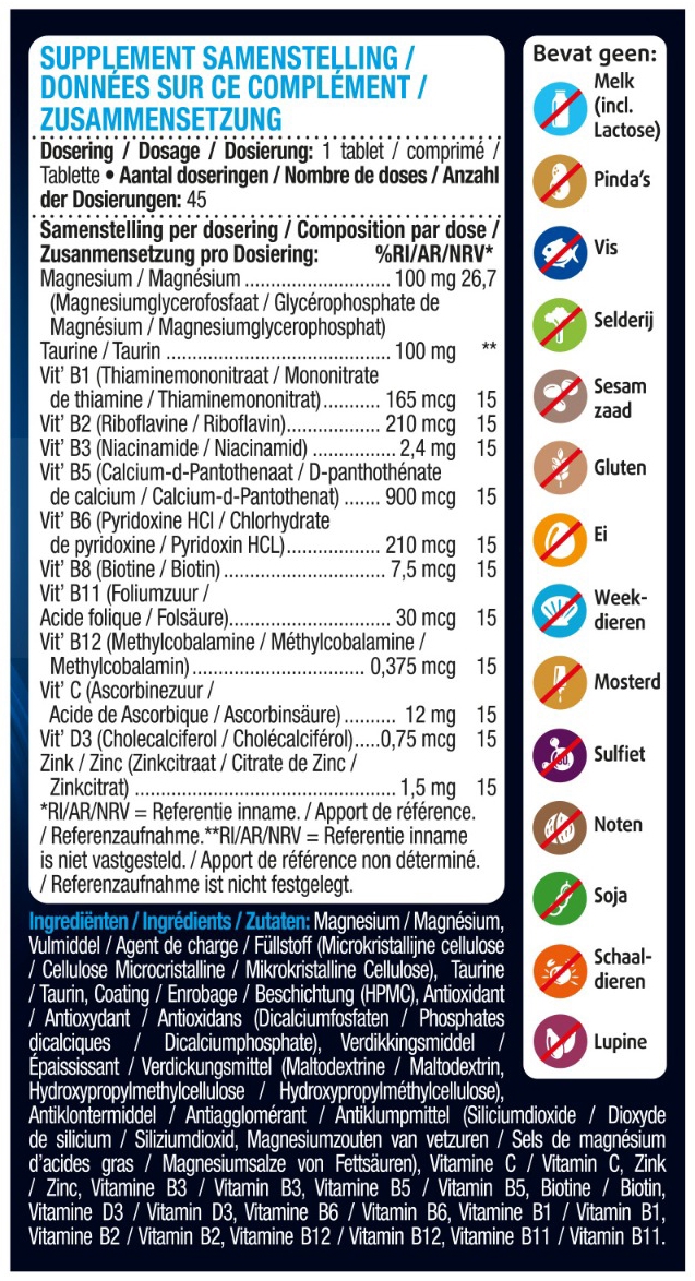 Lucovitaal Magnesium Spanning Stress & Vermoeidheid 45 tabletten