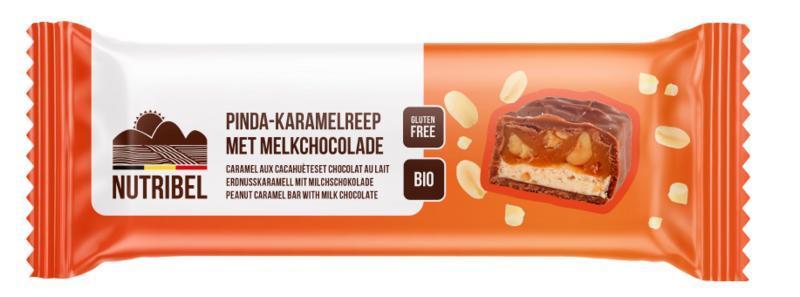 Pinda karamel reep melkchocolade bio 40g