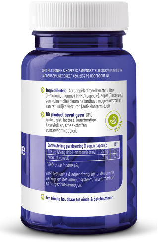Vitakruid Zink Methionine & Koper 90 Capsules