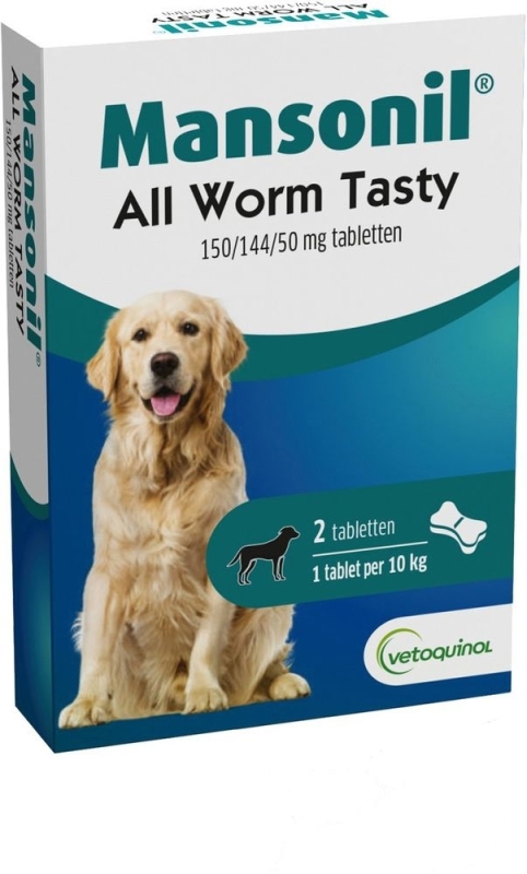 All Worm Dog Tasty Bone 2 Tabl 2tabl