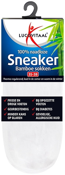 Lucovitaal Bamboe Sneakersok Wit 35-38 1 paar