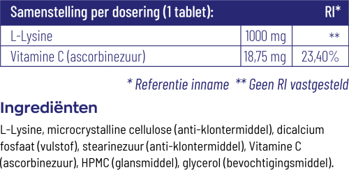 Vitakruid L-Lysine 1000mg 90 tabletten