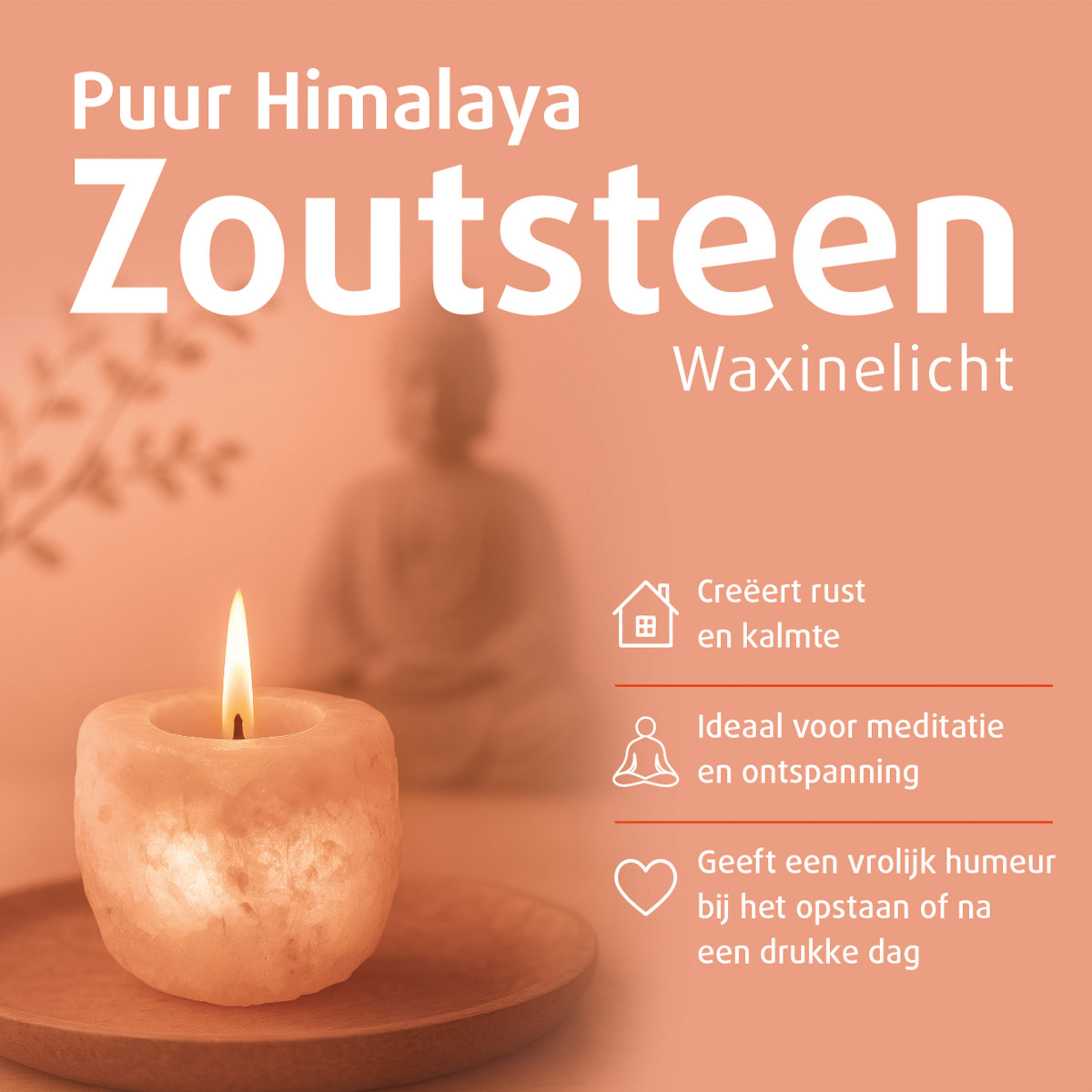 Lucovitaal Puur Himalaya Zoutsteen Waxinelicht 1 Stuk