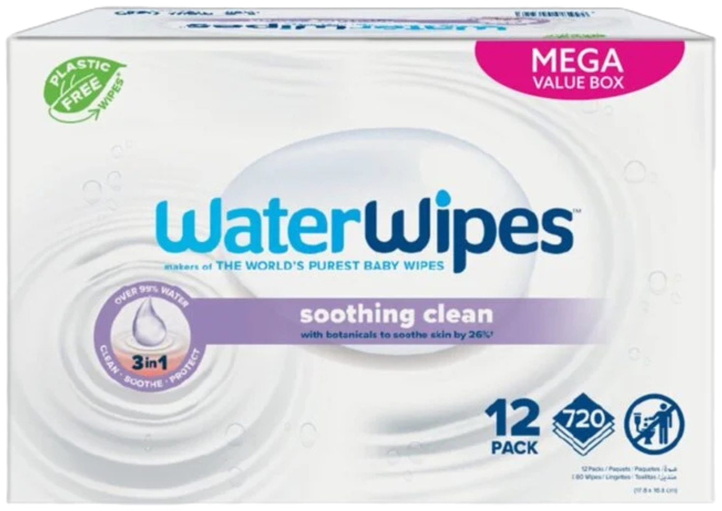 WaterWipes Baby Soothing Clean Billendoekjes 720 Stuks