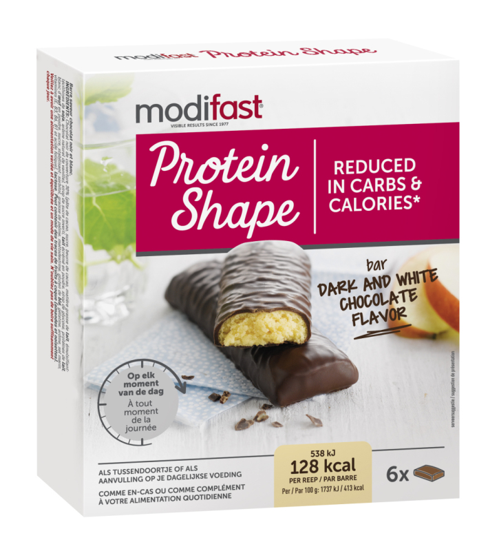 Protein Shape Reep Pure/Witte Chocolade 6x31gr