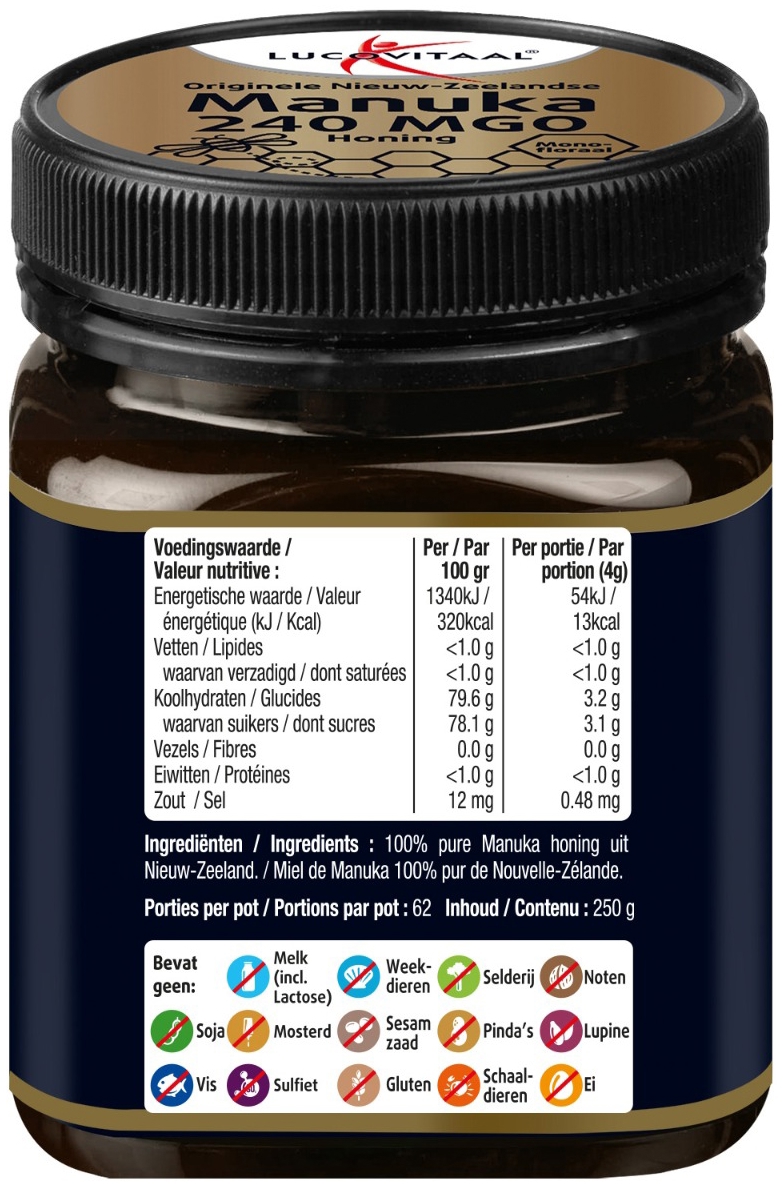 Lucovitaal Manuka Honing 240 MGO 250 gram
