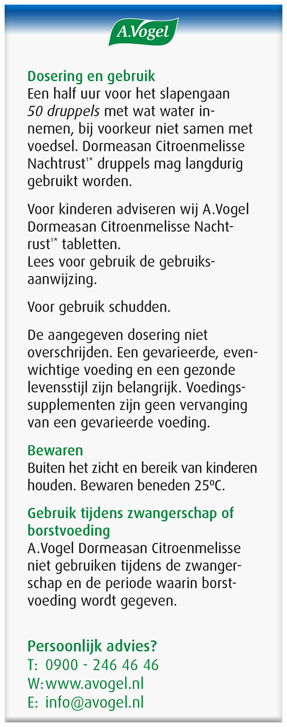 A.Vogel Dormeasan Citroenmelisse Nachtrust druppels 100ml