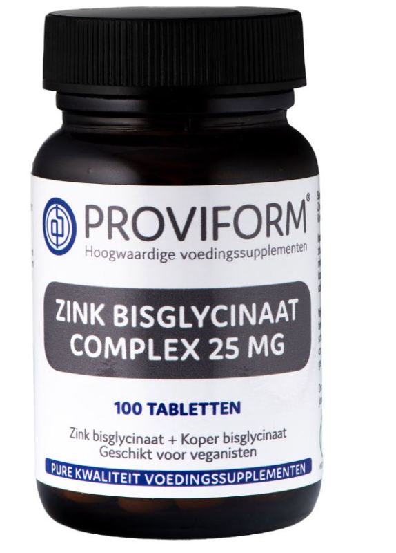 Zink Bisglycinaat Complex 25mg Tabletten 100tb